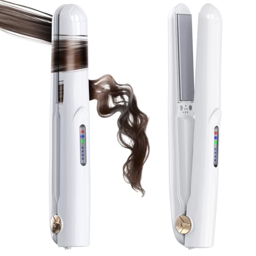 Cordless Hair Straightener 2 in 1 Mini Curler and Flat Iron Fast Heating 30 Seconds...
