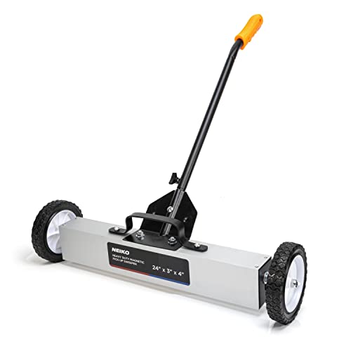 NEIKO 53416A 24” Rolling Magnetic Sweeper with Wheels, 50 Pound Capacity,...