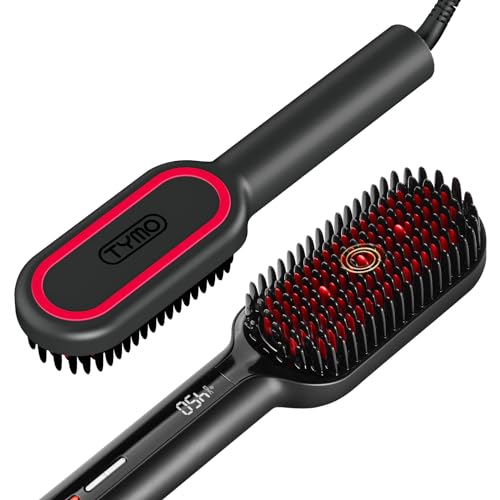TYMO Hair Straightener Brush - Upgraded Ionic Plus Straightening Brush with Dense...