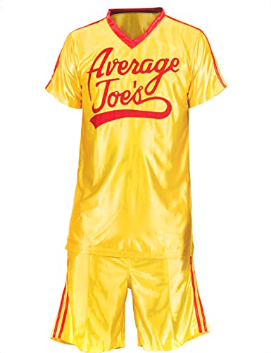 Ripple Junction Dodgeball Average Joe's Adult Yellow Jersey Halloween Costume Set...