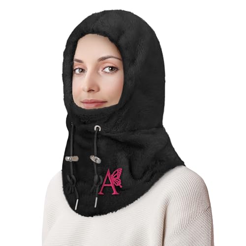 Balaclava Windproof Winter Face Mask with Initials,Fleece Ski Masks for Women,Warm...
