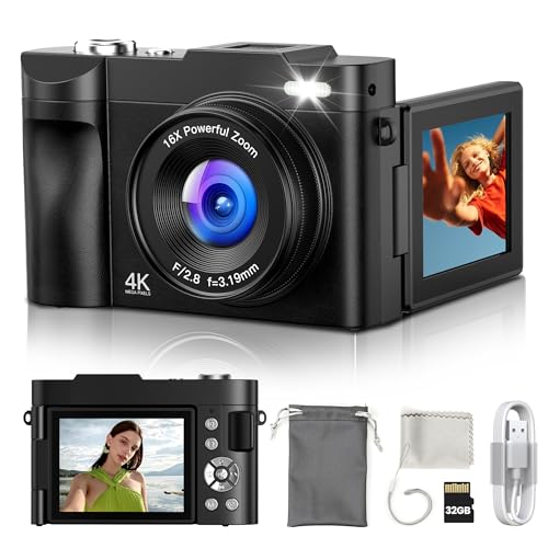 Digital Camera 4K for Photography Vlogging: 50MP Cameras for Video - 16X Zoom Photo...