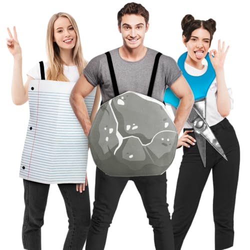Rock Paper Scissors Costume, Family Halloween Costume for 3-4 People, Funny Trio...