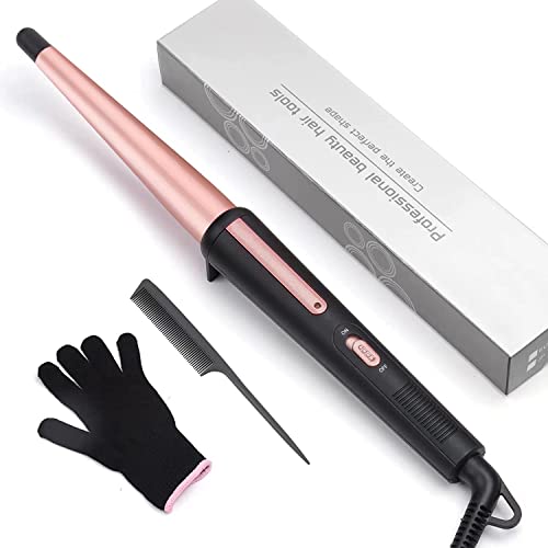 Hair Curling Wand, 0.5-1Inch Tapered Curling Iron, Professional Ceramic Hair Curler...