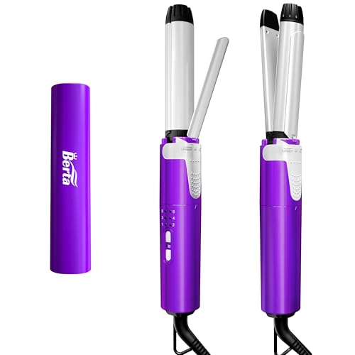 BERTA 2-in-1 Flat Iron & Curling Iron,Ceramic 1 Inch Curling Wand,Fast Heating (30s),...
