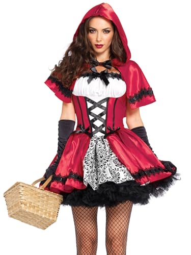 Leg Avenue 2 Piece Gothic Riding Costume Set-Sexy Hooded Cape and Peasant Dress for...