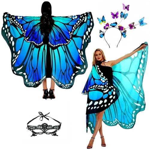 Halloween Butterfly Wings Costume for Womens, Moth Wings Butterfly Cape Adult Costume...