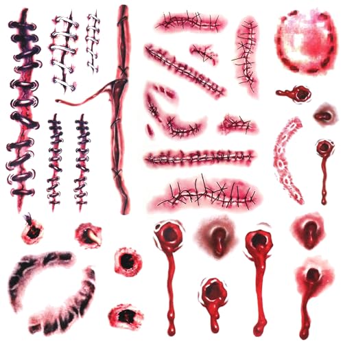 Halloween Decorations, 32PCS Halloween Tattoos Stickers, Scary Zombie Makeup,...
