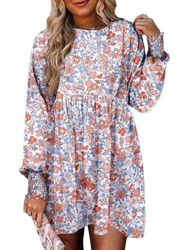 Dokotoo Fall Dresses for Women 2025 Casual Boho Floral Western Crew Neck Long Sleeve...