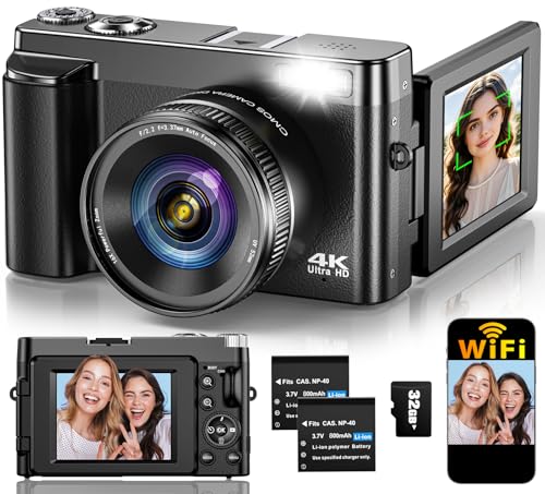4K Digital Camera for Photography Autofocus, Upgraded 64MP WiFi Vlogging Camera for...