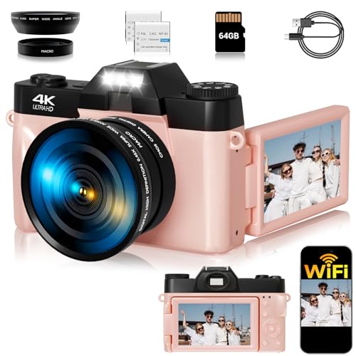 Digital Camera, FHD 4K 75MP WiFi Vlogging Video Camera for YouTube with 3'' 180°Flip...