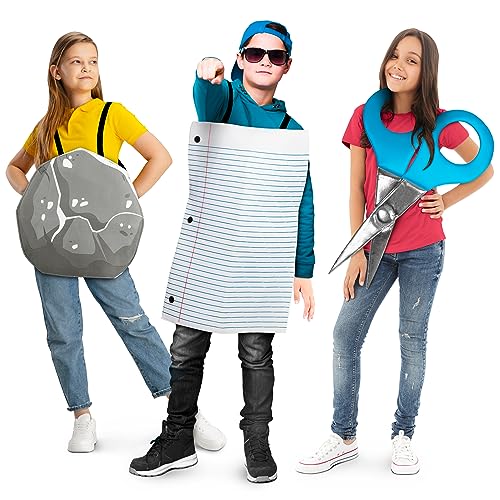 Zadin Rock Paper Scissors Costume Kids Set, Fun Halloween Outfits for 3, Trio Costume...