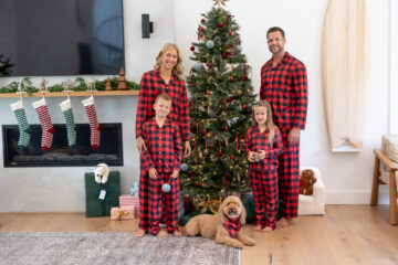 family in matching PJs