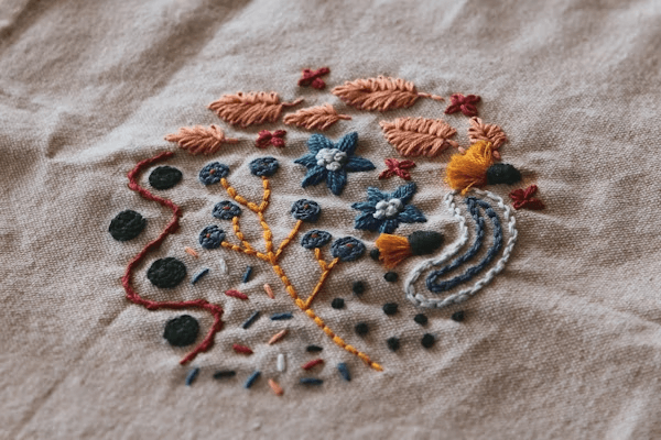 Close-up of personalized embroidery on cloth
