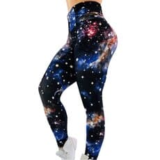 Tangnade Casual skirt pants yoga pants Women 3D Push Up Leggings Yoga Sky Print Anti Cellulite Scrunch Pants Blue M