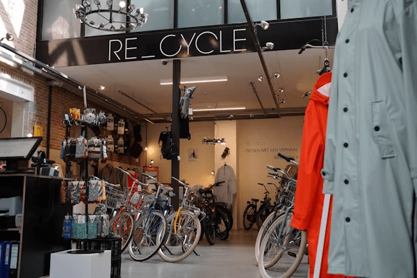 Bicycles displayed in a sustainable retail store