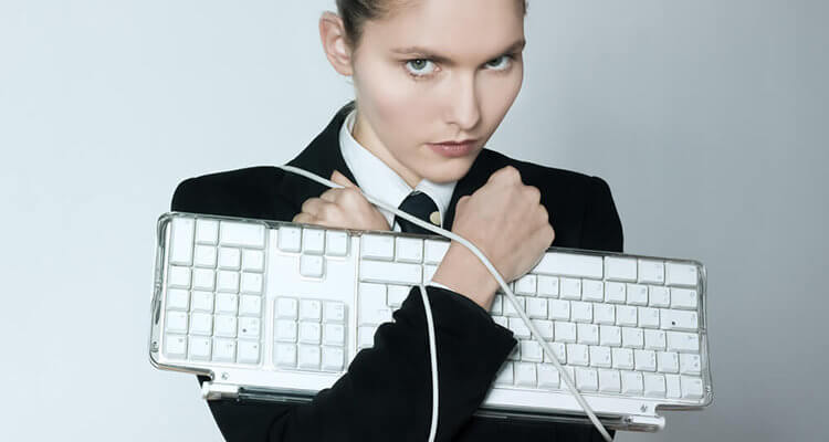 girl holding keyboard