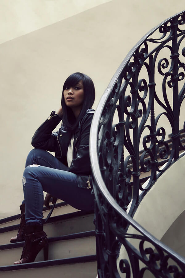 girl staircase sitting