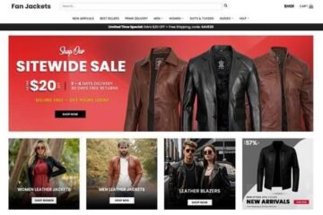 Storefront page showcasing leather jackets from Fan Jackets
